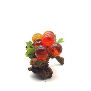 Vintage 1960s Mid Century 7" Long Lucite Grape Cluster on Driftwood